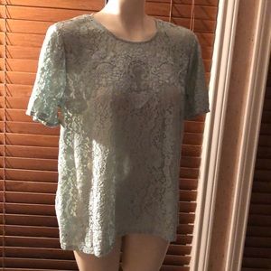 Mint green lace LOFT top